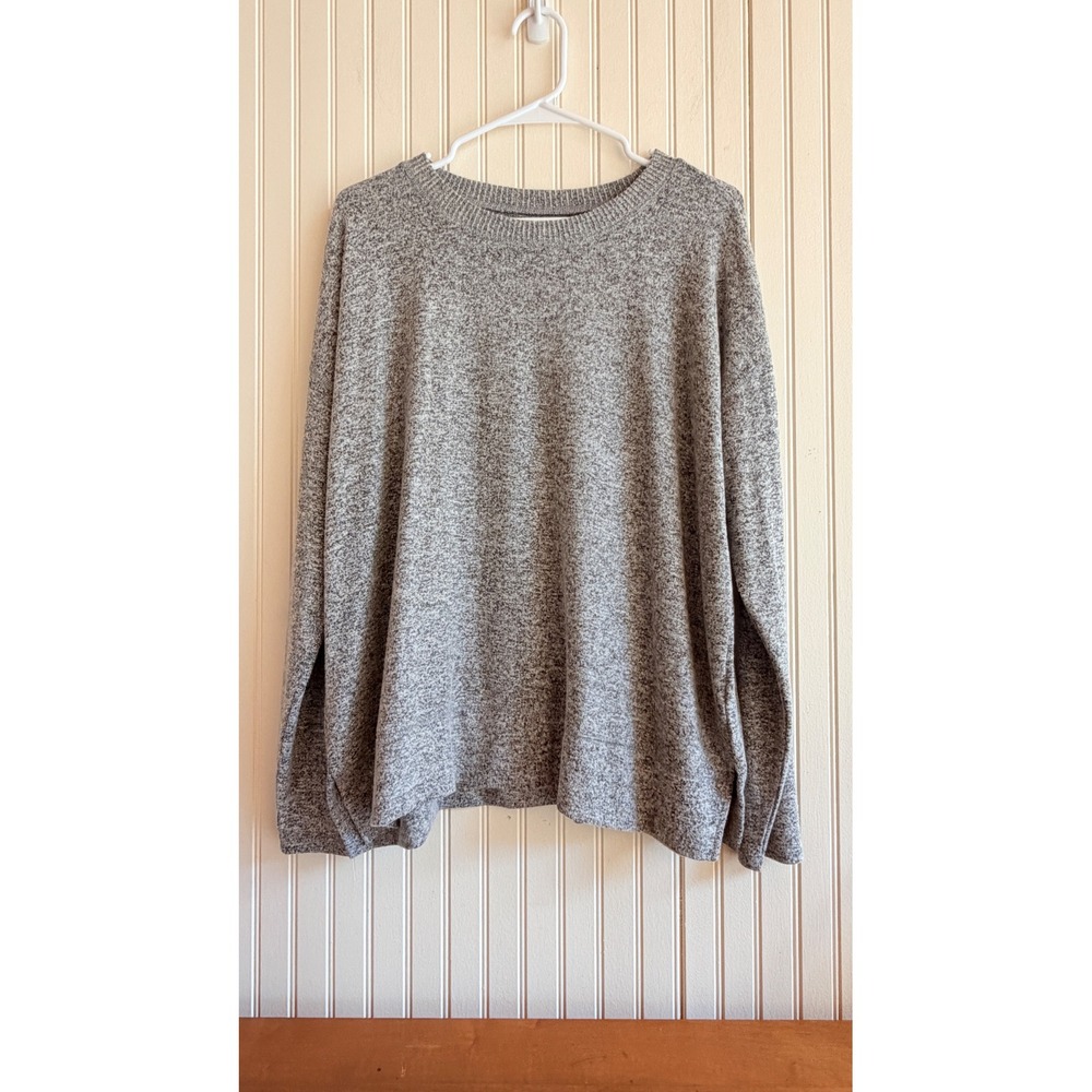 Lucky Brand Womens Heathered Grey Long Sleeve Crewneck Knit Sweater Large